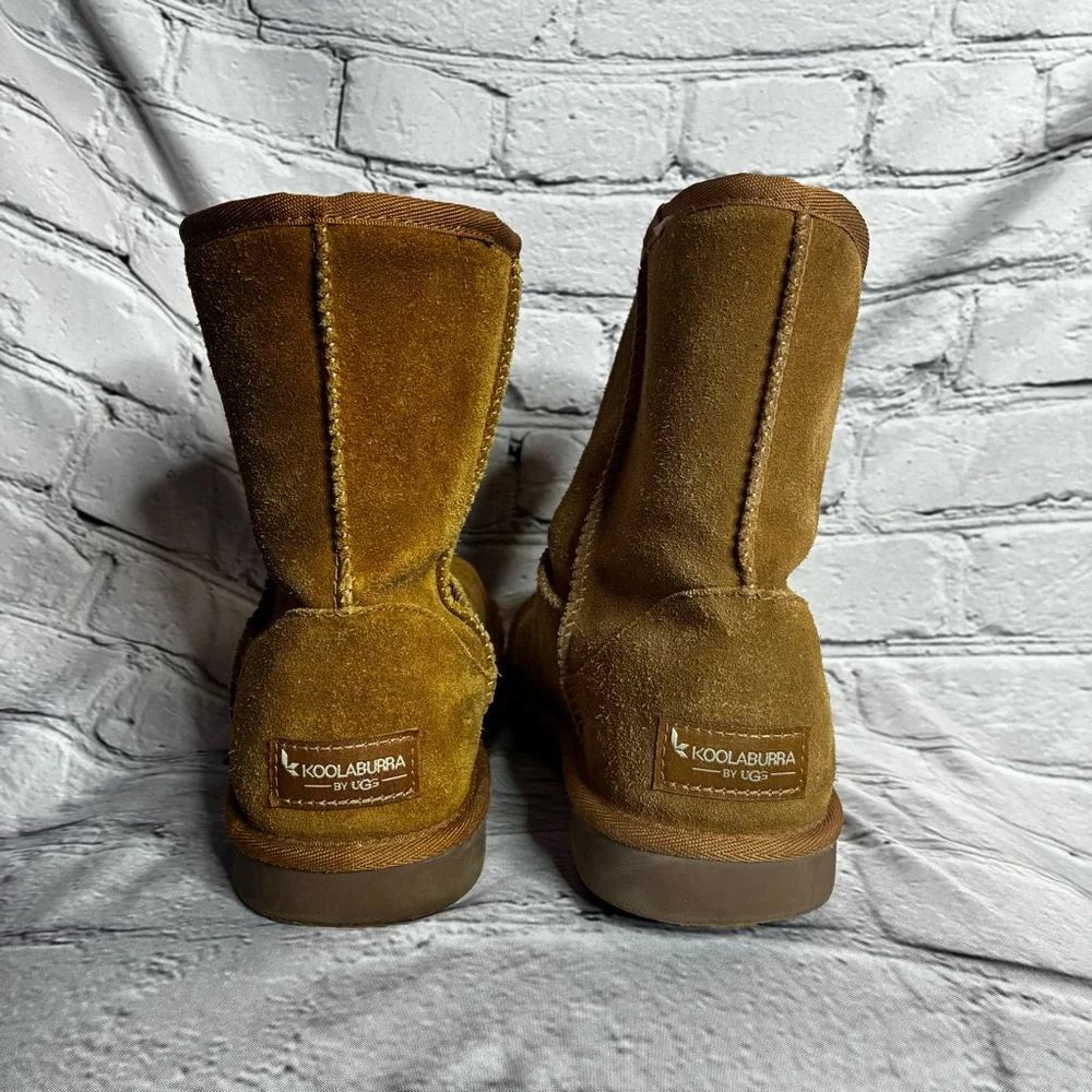 Koolaburra by UGG Koola Boots Girls Sz 4 Short Above Ankle Warm Suede Tan‎ Brown